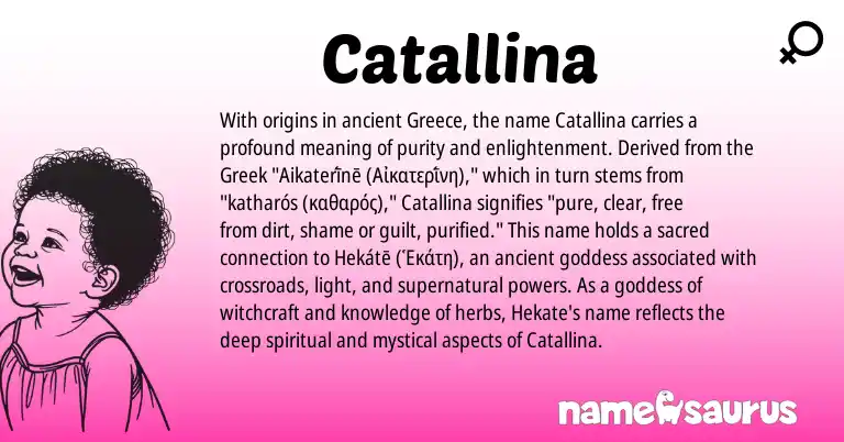 Infographic about Catallina name meaning, Catallina is a name from Greece, Greek origin(s).