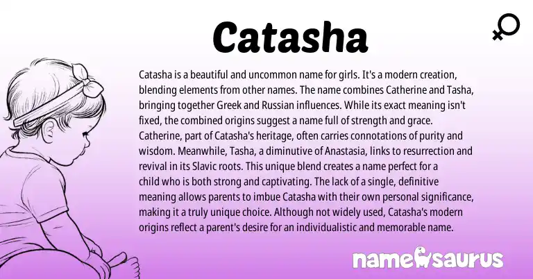 Infographic about Catasha name meaning, Catasha is a name from Greek, Russian origin(s).