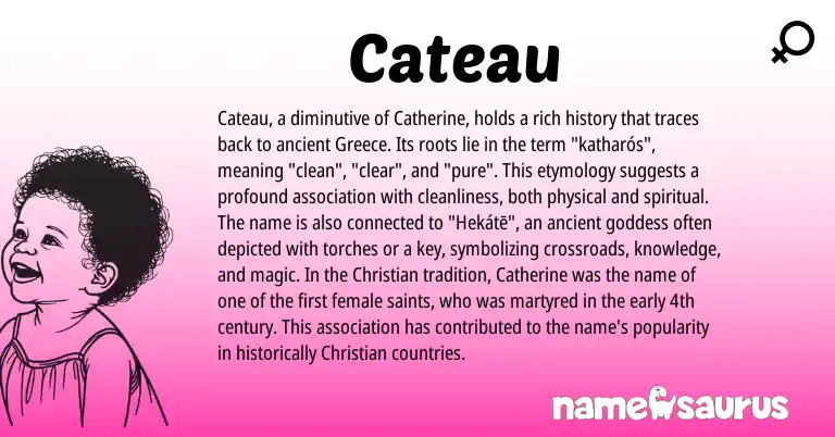 Infographic about Cateau name meaning, Cateau is a name from Greece origin(s).