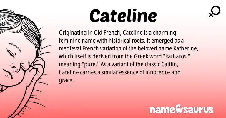 Infographic about Cateline name meaning, Cateline is a name from French, Old French, Greek origin(s).