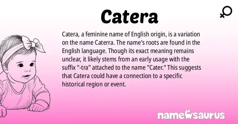 Infographic about Catera name meaning, Catera is a name from English (American) origin(s).