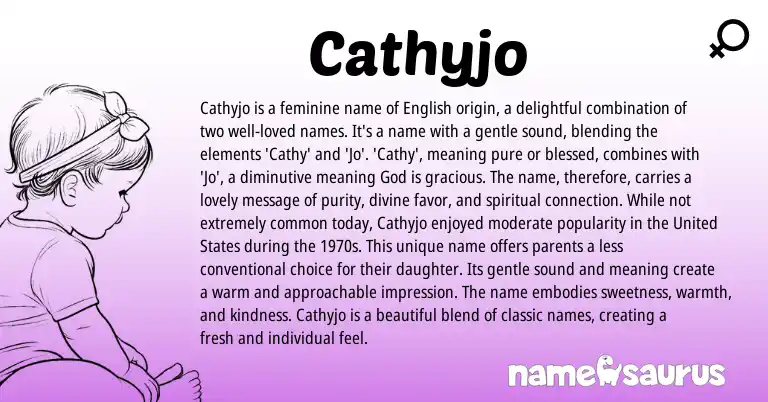 Infographic about Cathyjo name meaning, Cathyjo is a name from English origin(s).