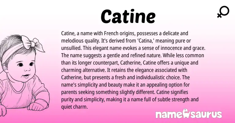 Infographic about Catine name meaning, Catine is a name from French origin(s).