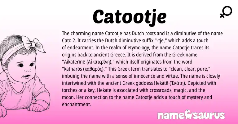 Infographic about Catootje name meaning, Catootje is a name from Dutch, Greek, Greece origin(s).