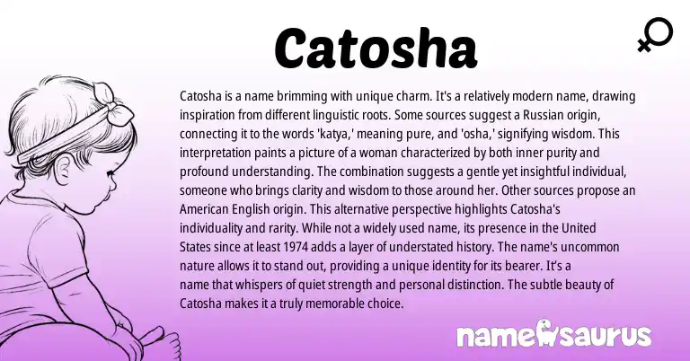 Infographic about Catosha name meaning, Catosha is a name from Russian, American origin(s).