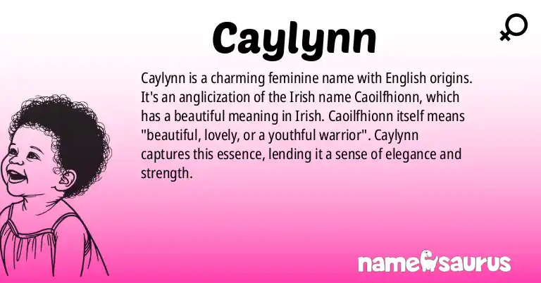 Infographic about Caylynn name meaning, Caylynn is a name from English origin(s).