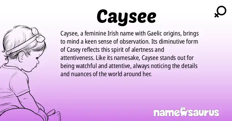 Infographic about Caysee name meaning, Caysee is a name from Irish origin(s).