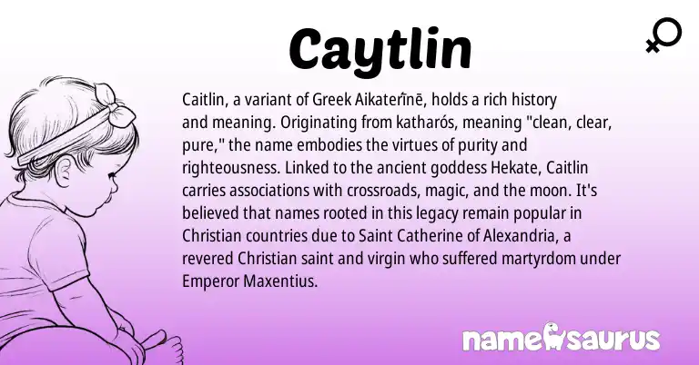 Infographic about Caytlin name meaning, Caytlin is a name from Greek origin(s).