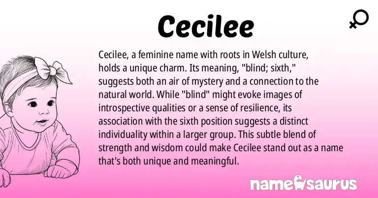Infographic about Cecilee name meaning, Cecilee is a name from Welsh origin(s).