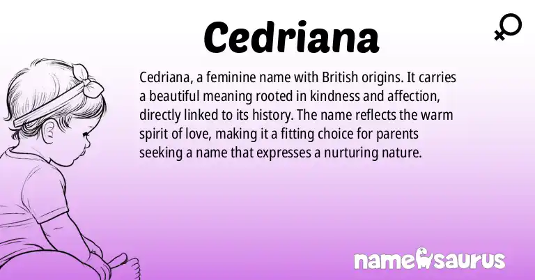 Infographic about Cedriana name meaning, Cedriana is a name from British origin(s).