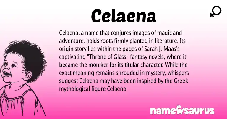 Infographic about Celaena name meaning, Celaena is a name from Literature origin(s).