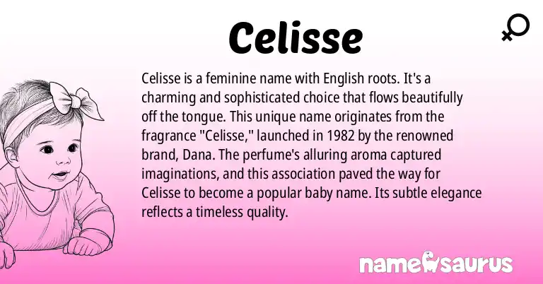 Infographic about Celisse name meaning, Celisse is a name from English origin(s).