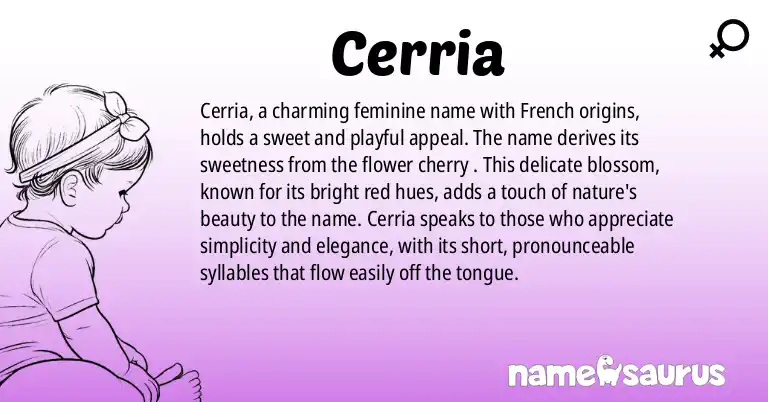 Infographic about Cerria name meaning, Cerria is a name from French origin(s).