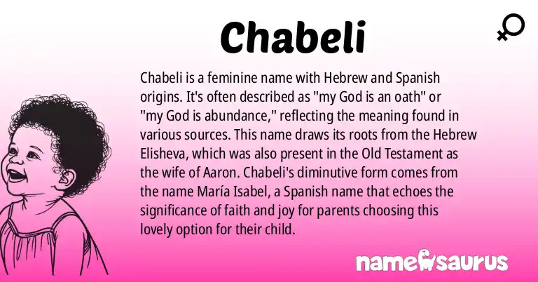 Infographic about Chabeli name meaning, Chabeli is a name from Hebrew, Spanish origin(s).