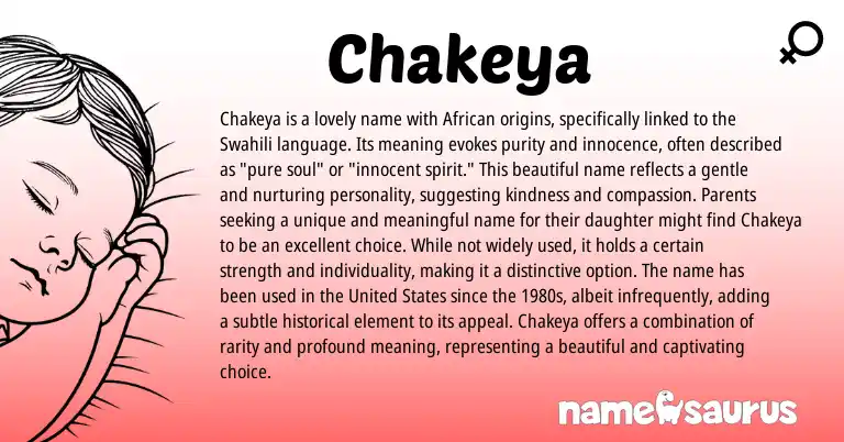 Infographic about Chakeya name meaning, Chakeya is a name from African origin(s).