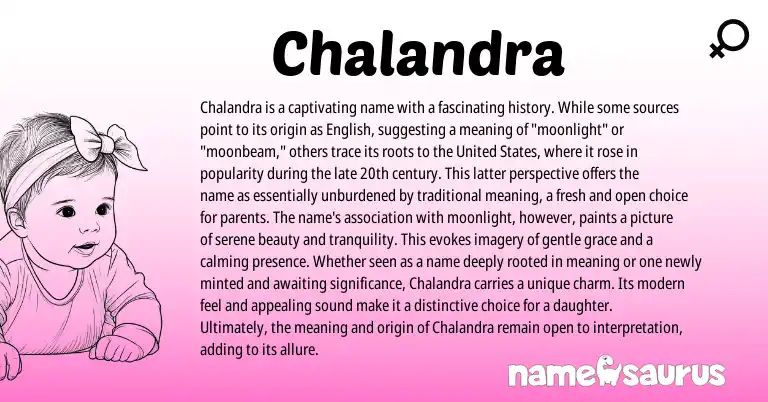 Infographic about Chalandra name meaning, Chalandra is a name from English origin(s).