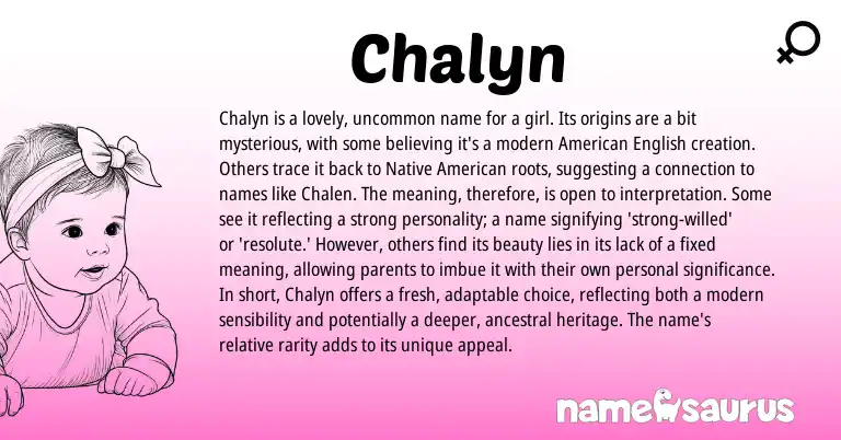 Infographic about Chalyn name meaning, Chalyn is a name from American origin(s).