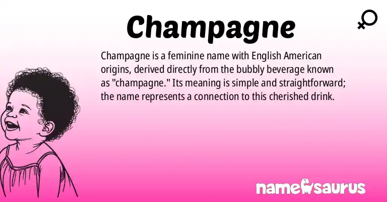 Infographic about Champagne name meaning, Champagne is a name from English (American) origin(s).