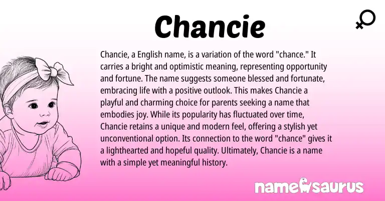 Infographic about Chancie name meaning, Chancie is a name from English origin(s).