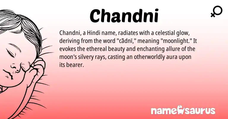 Infographic about Chandni name meaning, Chandni is a name from Hindi origin(s).