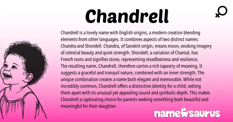 Infographic about Chandrell name meaning, Chandrell is a name from French, English, Sanskrit, American origin(s).