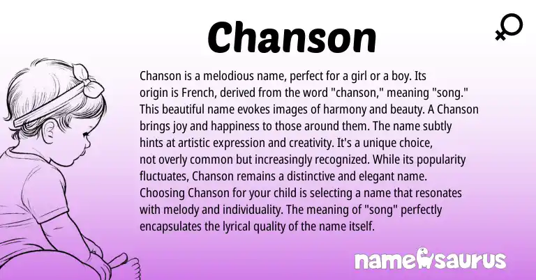 Infographic about Chanson name meaning, Chanson is a name from French origin(s).