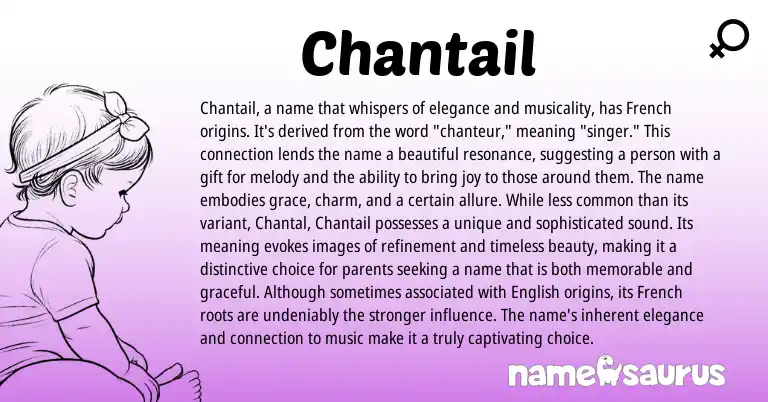 Infographic about Chantail name meaning, Chantail is a name from French, American origin(s).