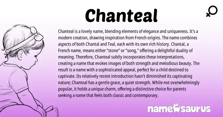 Infographic about Chanteal name meaning, Chanteal is a name from French origin(s).