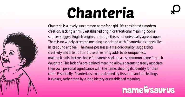 Infographic about Chanteria name meaning, Chanteria is a name from Other origin(s).