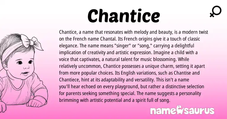 Infographic about Chantice name meaning, Chantice is a name from French origin(s).