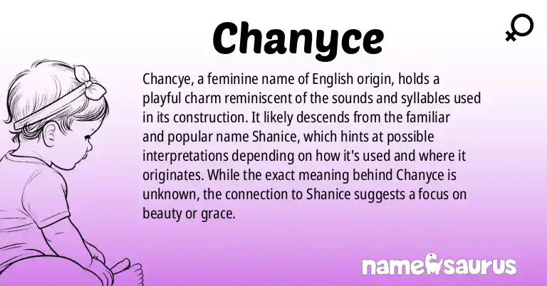 Infographic about Chanyce name meaning, Chanyce is a name from English origin(s).