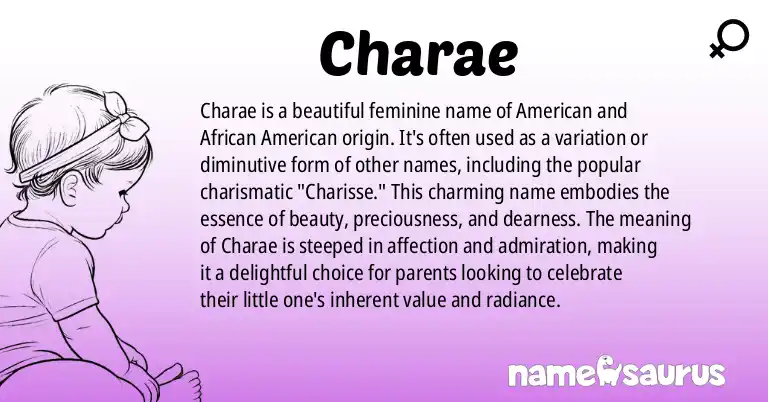 Infographic about Charae name meaning, Charae is a name from American, African American origin(s).