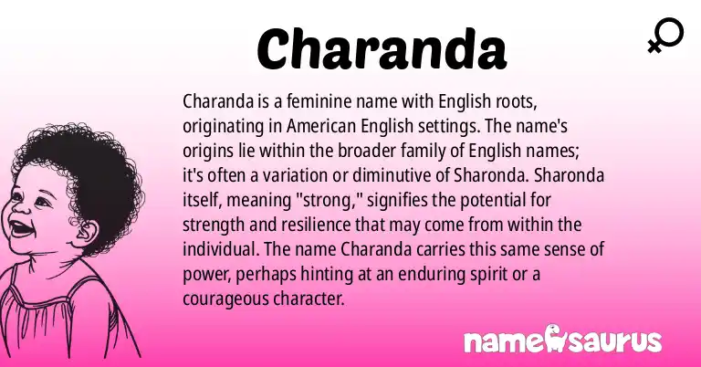 Infographic about Charanda name meaning, Charanda is a name from English (American) origin(s).