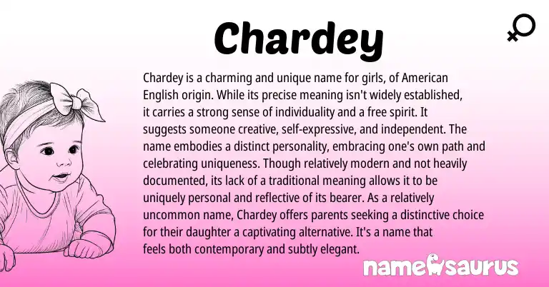 Infographic about Chardey name meaning, Chardey is a name from English origin(s).