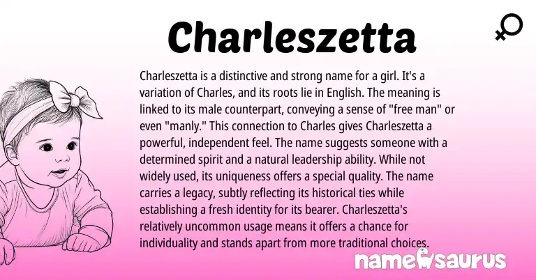 Infographic about Charleszetta name meaning, Charleszetta is a name from Germanic origin(s).