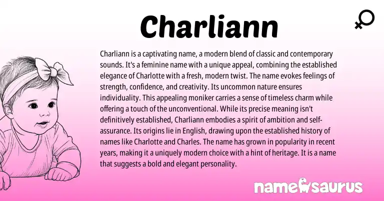 Infographic about Charliann name meaning, Charliann is a name from American origin(s).