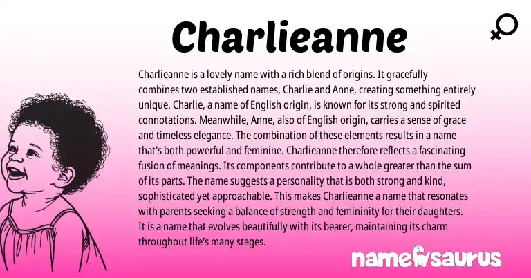 Infographic about Charlieanne name meaning, Charlieanne is a name from English origin(s).