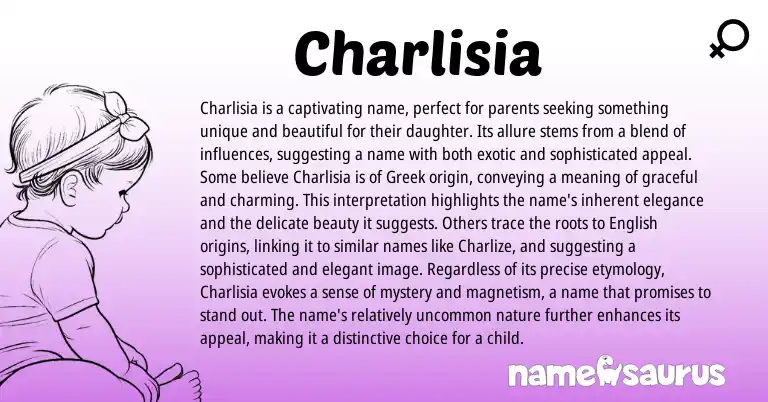 Infographic about Charlisia name meaning, Charlisia is a name from Greek origin(s).