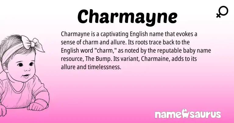 Infographic about Charmayne name meaning, Charmayne is a name from English origin(s).