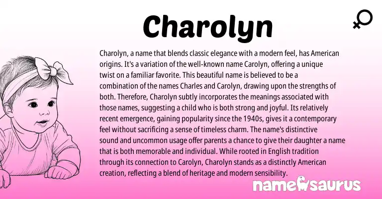 Infographic about Charolyn name meaning, Charolyn is a name from English origin(s).