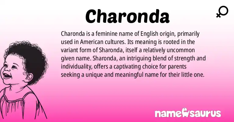 Infographic about Charonda name meaning, Charonda is a name from English (American) origin(s).