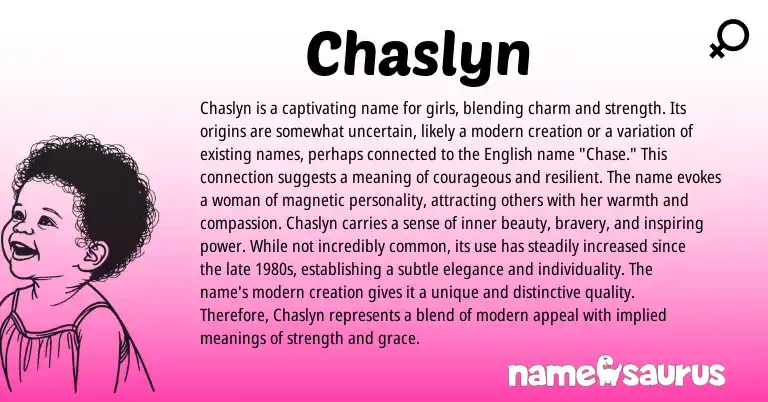 Infographic about Chaslyn name meaning, Chaslyn is a name from English, American origin(s).