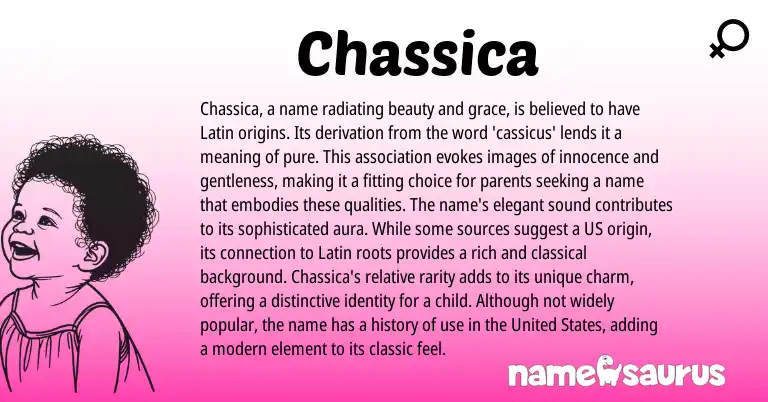 Infographic about Chassica name meaning, Chassica is a name from Latin, American origin(s).