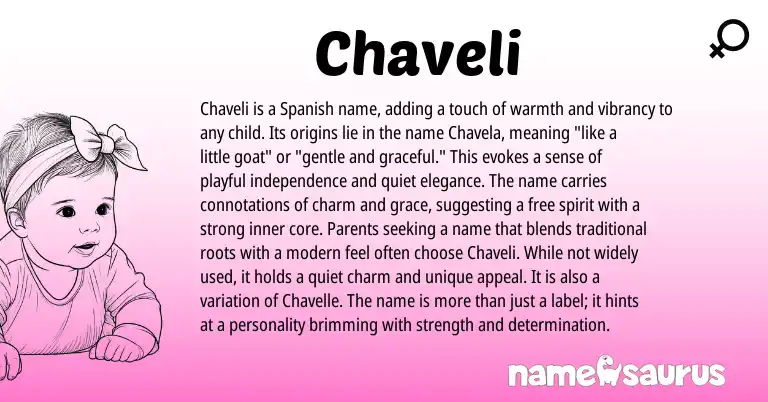 Infographic about Chaveli name meaning, Chaveli is a name from Spanish origin(s).