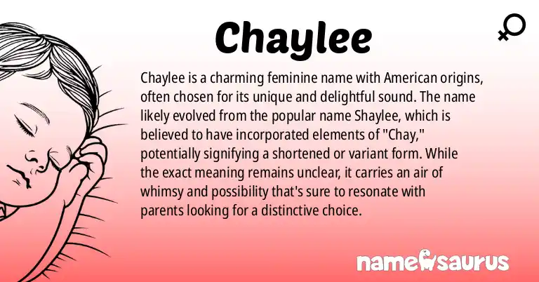 Infographic about Chaylee name meaning, Chaylee is a name from American origin(s).