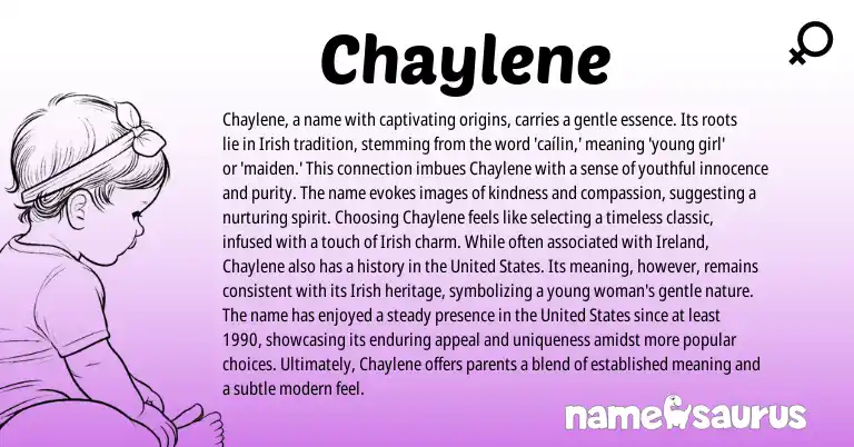 Infographic about Chaylene name meaning, Chaylene is a name from English, Irish origin(s).