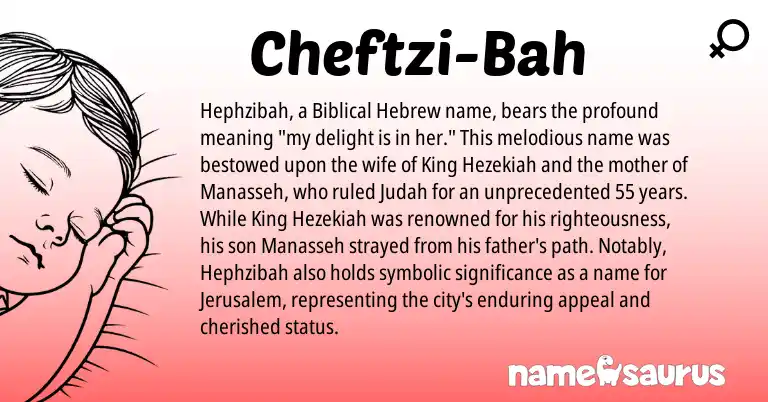 Infographic about Cheftzi-Bah name meaning, Cheftzi-Bah is a name from Biblical Hebrew origin(s).