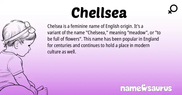 Infographic about Chellsea name meaning, Chellsea is a name from English origin(s).