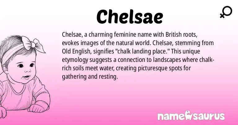 Infographic about Chelsae name meaning, Chelsae is a name from British origin(s).