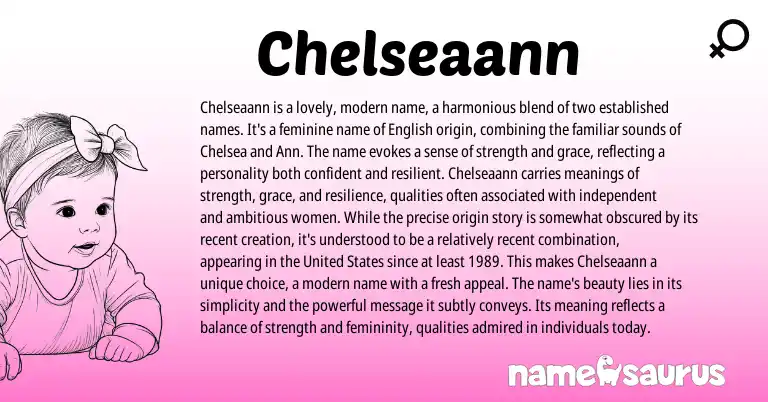 Infographic about Chelseaann name meaning, Chelseaann is a name from English origin(s).